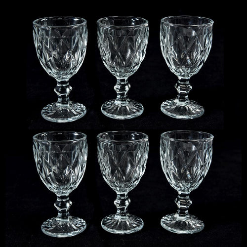 Set 6 Calici Liquore in Vetro 'Diamante' 80ml DIametro 5.5xH10cm