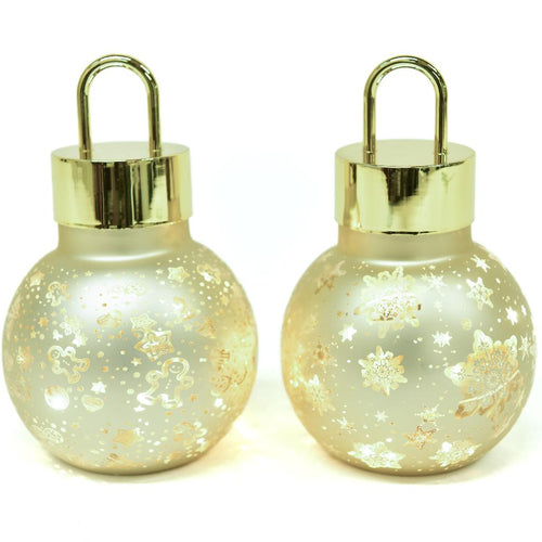 Palla di Natale in Vetro con Luci Diametro 10 x H16cm