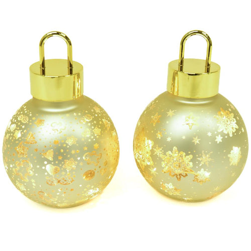 Palla di Natale in Vetro con Luci Diametro 12 x H 18cm Assortito