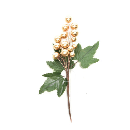 Rametto decorativo natalizio con bacche dorate per decorazioni natalizie