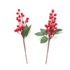 Rametto decorativo natalizio con bacche rosse e foglie decorazioni ambienti h 30 cm