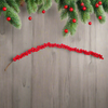 Ghirlanda decorativa con bacche floccate rosse decorazione natalizia 175 cm
