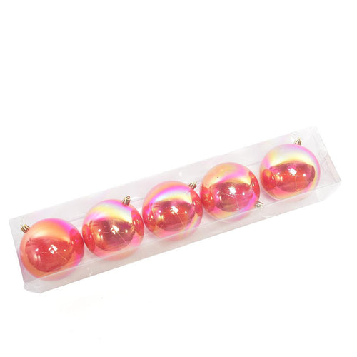 5 Palle Iridescenti Rouge Diametro 10cm 49x10x10cm