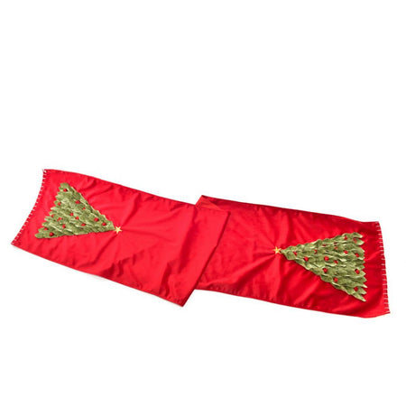 Runner decorato con albero di natale in velluto 40 x 180 cm