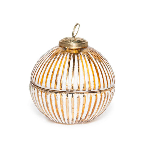 Candela profumata in cofanetto palla di vetro oro per decorazioni natalizie Ø 10 cm