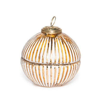 Candela profumata in cofanetto palla di vetro oro per decorazioni natalizie Ø 10 cm