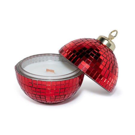 Candela profumata in cofanetto palla di vetro rossa per decorazioni natalizie Ø 8 cm