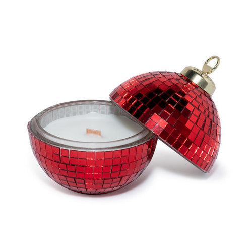 Candela profumata in cofanetto palla di vetro rossa per decorazioni natalizie Ø 8 cm