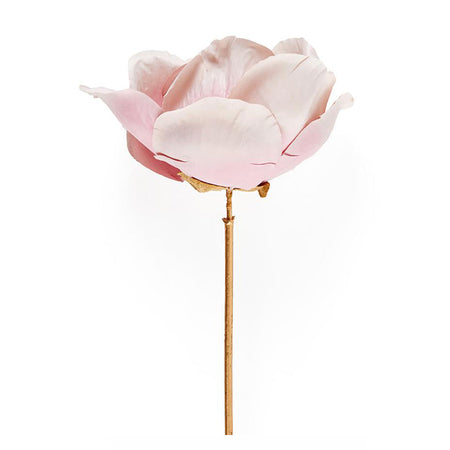 Camelia decorativa con stelo dorato in poliestere per decorazioni natalizie