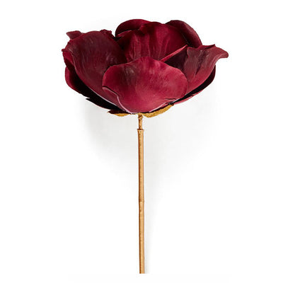Camelia decorativa con stelo dorato in poliestere per decorazioni natalizie