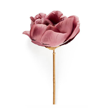 Camelia decorativa con stelo dorato in poliestere per decorazioni natalizie