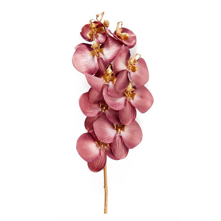 Ramo orchidea decorativo con stelo dorato in poliestere per decorazioni natalizie