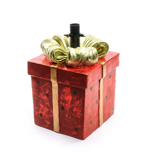 Base per albero di natale pacco regalo in poliresina per decorazioni natalizie