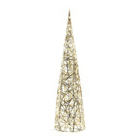 Albero decorativo cono oro in metallo con luci per decorazione natalizia