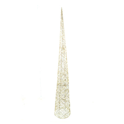 Albero decorativo cono oro in metallo con luci per decorazione natalizia