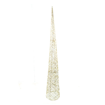 Albero decorativo cono oro in metallo con luci per decorazione natalizia