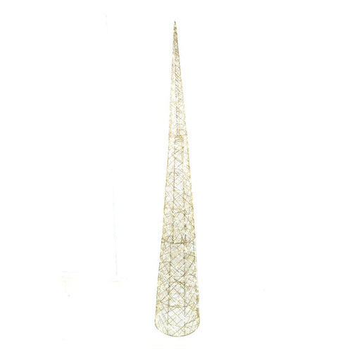 Albero decorativo cono oro in metallo con luci per decorazione natalizia