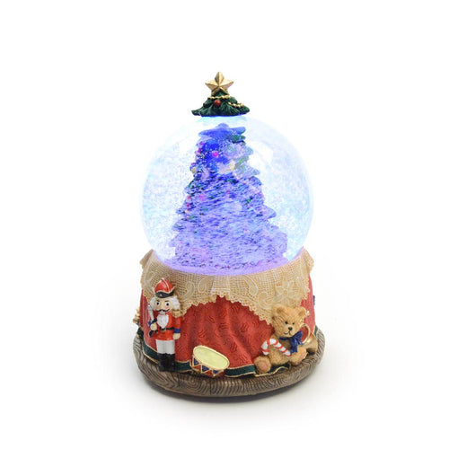 Carillon palla di neve in poliresina con musiche e luci per decorazioni natalizie