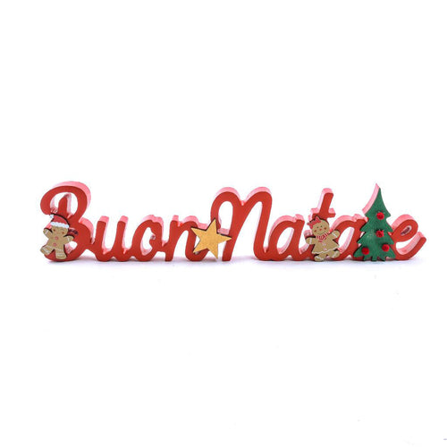 Scritta decorativa Buon Natale in legno per decorazione natalizia