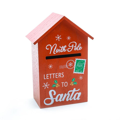 Cassetta per lettere natalizia colore rosso in legno decorazione natalizia