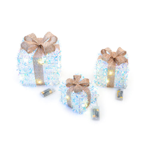 Regali natalizi in metallo con luci LED per decorazioni natalizie set da 3