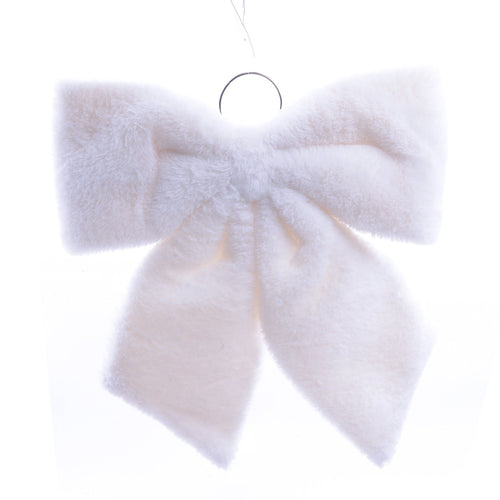 Fiocco di natale imbottito in tessuto decorazione natalizia per albero e dietro porta