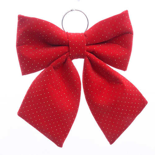 Fiocco di natale imbottito in tessuto con brillantini decorazione natalizia per albero e dietro porta