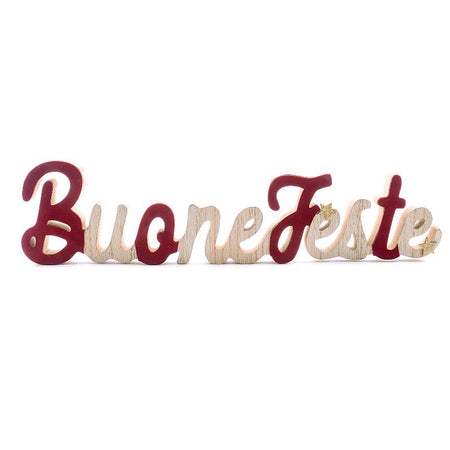 Scritta decorativa di natale in legno da appoggio per decorazione natalizia