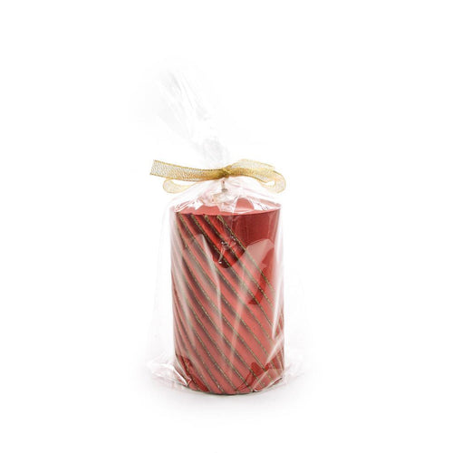 Candela decorativa pillar in cera colore rosso per decorazioni natalizie