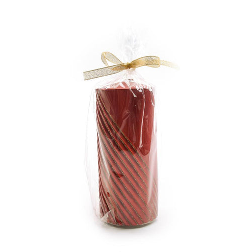 Candela decorativa pillar in cera colore rosso per decorazioni natalizie