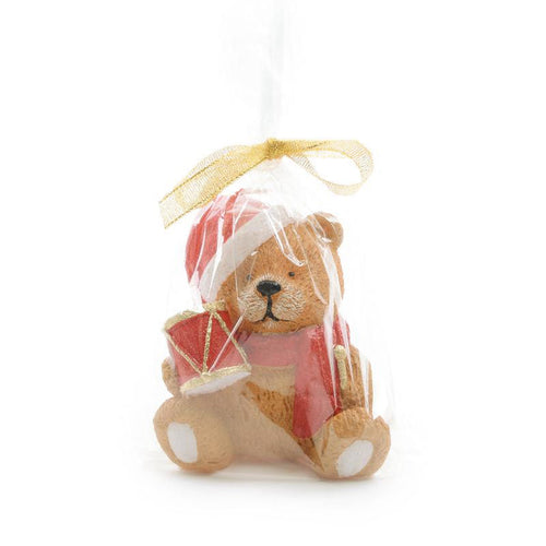 Candela decorativa orsacchiotto in cera per decorazioni natalizie h 10 cm