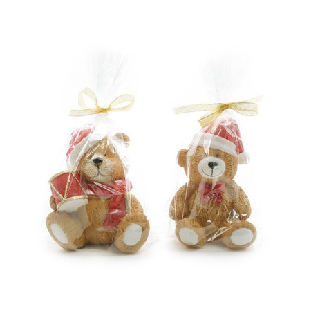 Candela orsacchiotto in cera per decorazioni natalizie h 13 cm