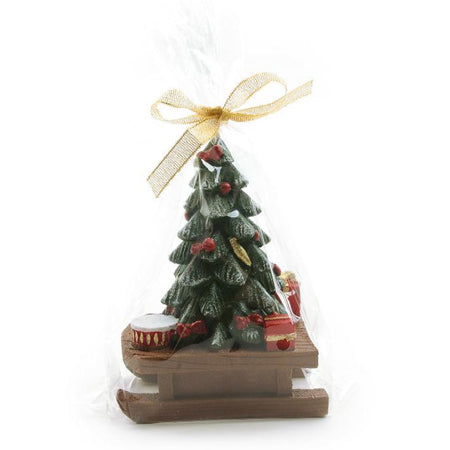 Candela decorativa albero con slitta in cera per decorazioni natalizie