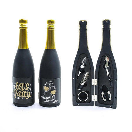 Set sommelier 5 accessori in cofanetto bottiglia spumante per decorazioni natalizie