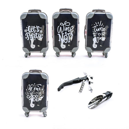 Set sommelier con 2 accessori in valigia in acciaio e plastica per decorazioni natalizie