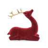 Renna decorativa in resina oro floccata rossa per decorazione natalizia