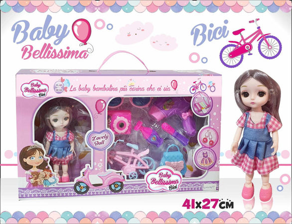 BAMBOLA CON BICI E ACCESSORI