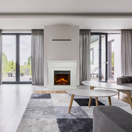 Camino elettrico da terra "Cambridge" in legno 1800 W arredamento Moderno