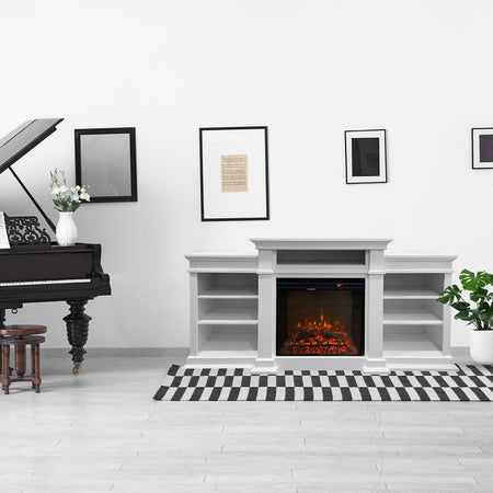 Camino elettrico da terra "Biden" in legno 1800 W arredamento Moderno
