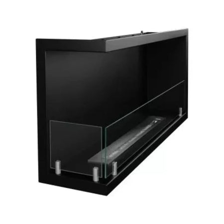 Camino a bioetanolo "Sutri 90 SX" da incasso ad angolo nero 90×45