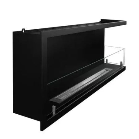 Camino a bioetanolo "Sutri 120 DX" da incasso ad angolo nero 120×45