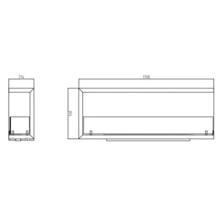 Camino a bioetanolo "Sutri 120 DX" da incasso ad angolo nero 120×45