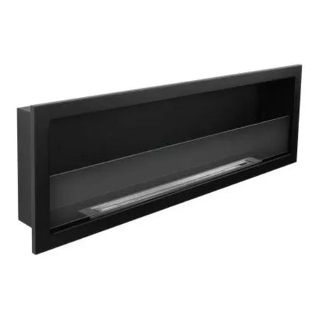 Camino a bioetanolo "Furore" da parete a incasso nero 120 x 40 x 45