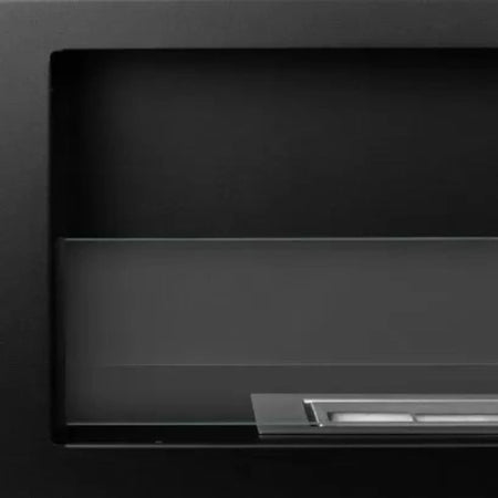 Camino a bioetanolo "Furore" da parete a incasso nero 120 x 40 x 45