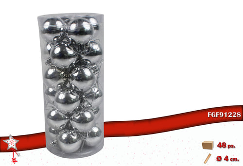 Confezione 24 sfere lucide color silver