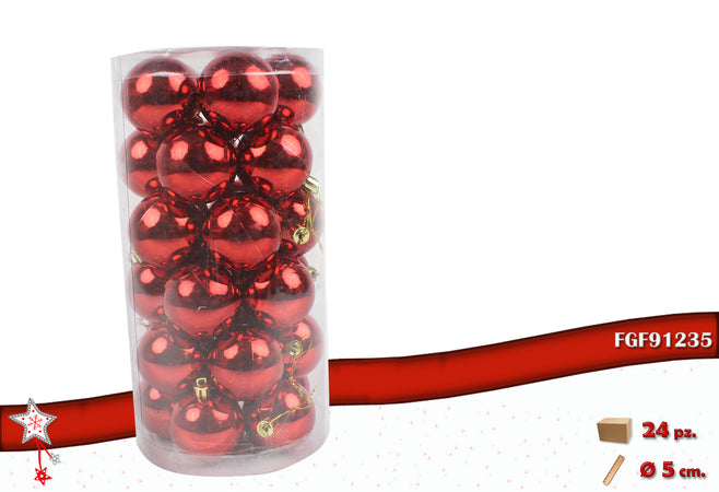 Confezione 30 sfere lucide color rosso