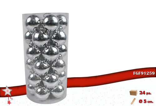 Confezione 30 sfere lucide color Silver
