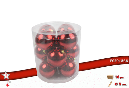 Confezione 12 Sfere Lucide Colore Rosso