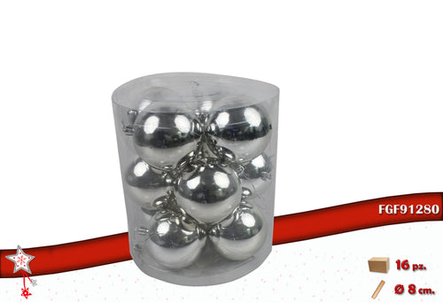 Confezione 12 sfere lucide color silver