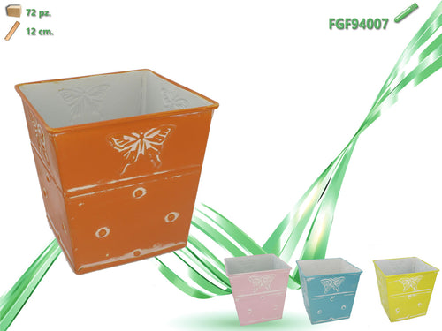 Vaso quadrato latta colori assortiti.